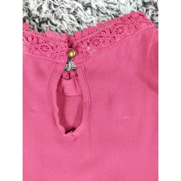 MAURICES Sleeveless Top Womens SZ XL Crochet Trim Raspberry Lagen Coquette Fairy - Picture 5 of 9